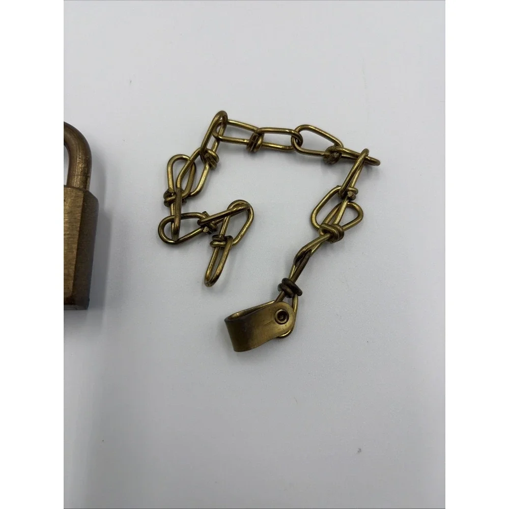 U.S. Military Waterbury NOS Solid Brass Padlock With Chain No Key